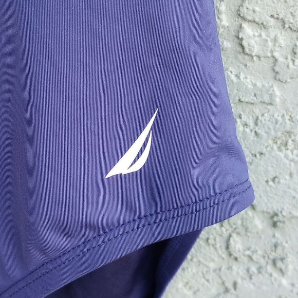 EUC NAUTICA Navy Blue & White CrissCross High Waisted One Piece Swim Suit Small - Picture 9 of 10